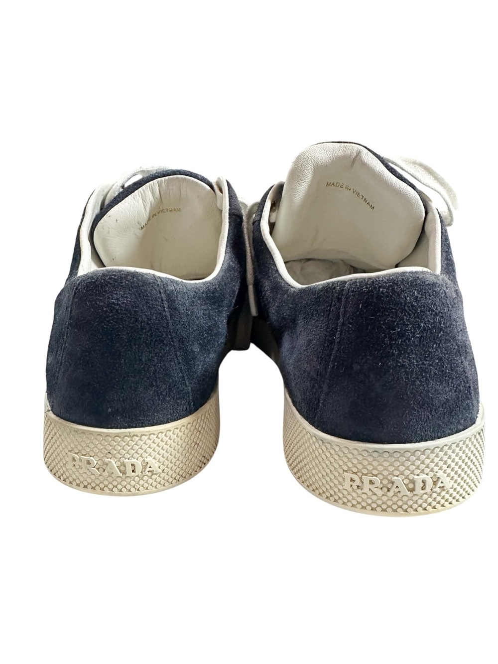 Prada Navy Low Top Lace Up Suede Women Sneakers Shoes Size 41.5 (US 11.5 W) - Picture 2 of 12